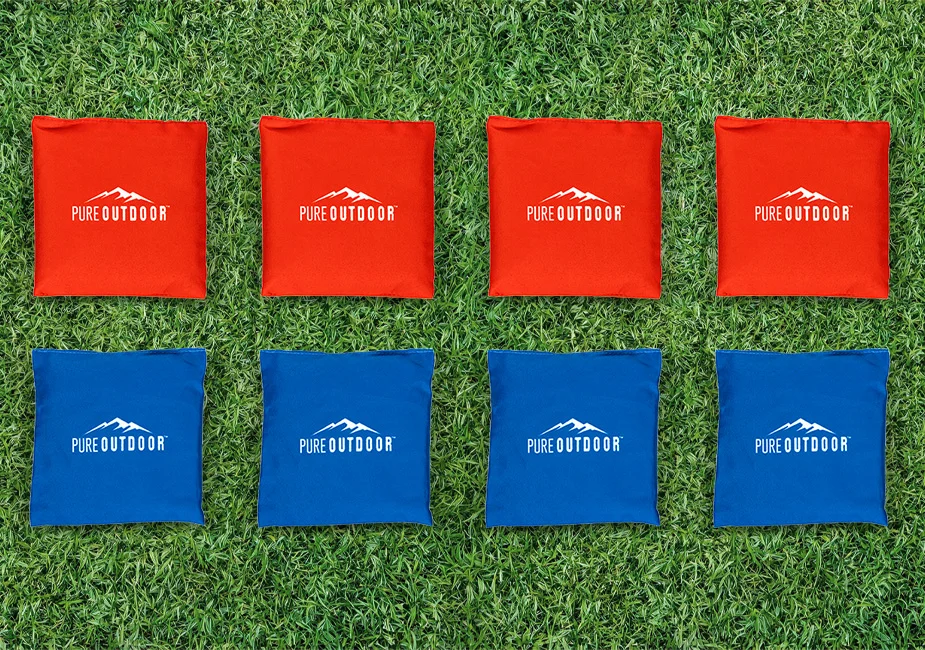 BRIGHT-COLORED WEATHERPROOF BEAN BAGS (4 RED AND 4 BLUE)