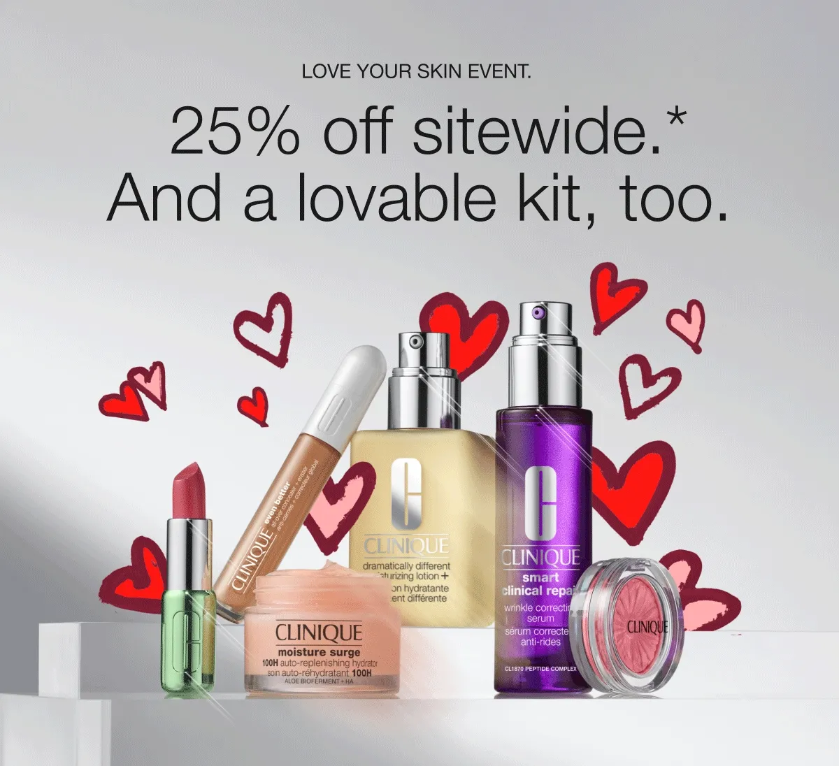 LOVE YOUR SKIN EVENT.  | 25% off sitewide.* And a lovable kit, too. | Love Your Skin Kit $88 value