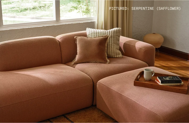 The Soft Serve Sectional, now available. Shown in Serpentine (Safflower)