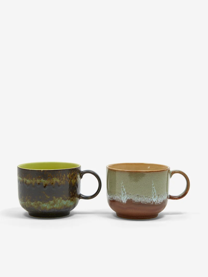 Image of HKLiving 70s Ceramic Tea Cups (Set of 2) - Odyssey