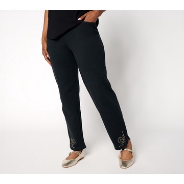 Quacker Factory DreamJeannes Regular Swirl Leaves Tulip Hem Ankle Jeans