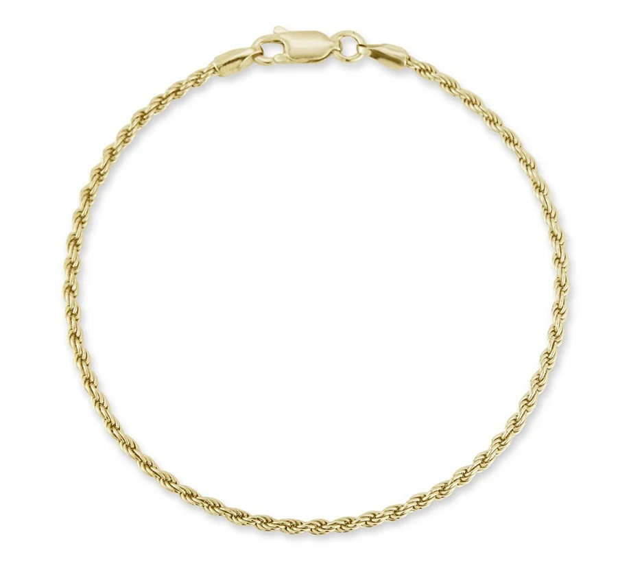 Italian Gold Rope Chain Ankle Bracelet, 14K