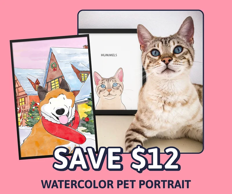 Watercolor Pet Portrait. SAVE $12