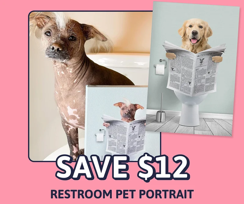 Restroom Pet Portrait. SAVE $12
