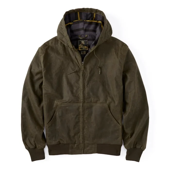 Image of Flannel-Lined Hooded Waxed Jacket