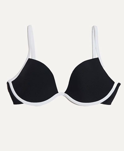 Scoop Underwire Bikini Top - Ribbed Jet