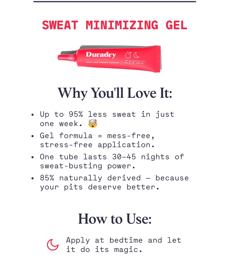 Sweat Minimizing Gel