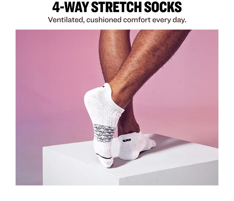 4-Way Stretch Socks Ventilated, cushioned comfort every day.