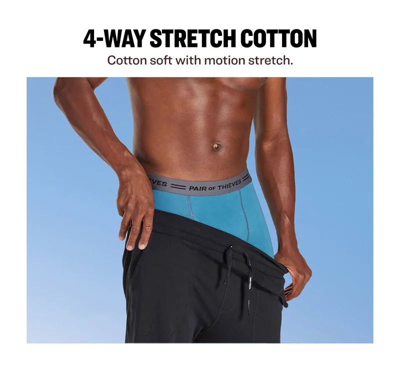 4-Way Stretch Cotton  Cotton soft with motion stretch.