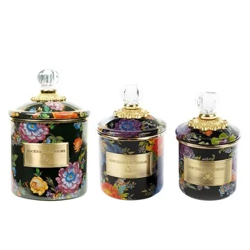 MacKenzie- Childs Set of 3 Enamel Canisters, Mini Demi and Small