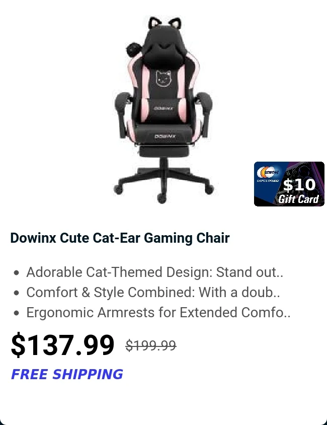 Dowinx Cute Cat-Ear Gaming Chair