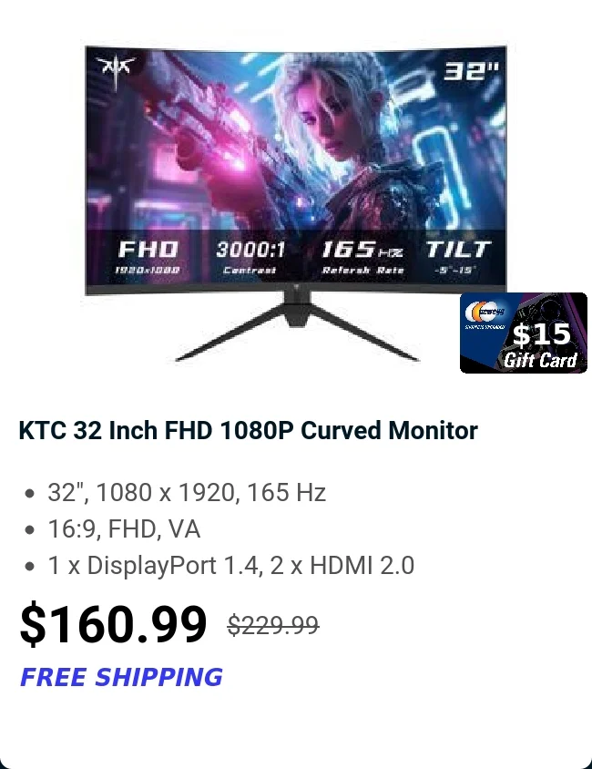 KTC 32 Inch FHD 1080P Curved Monitor