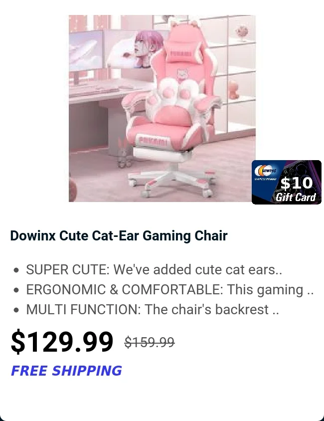 Dowinx Cute Cat-Ear Gaming Chair