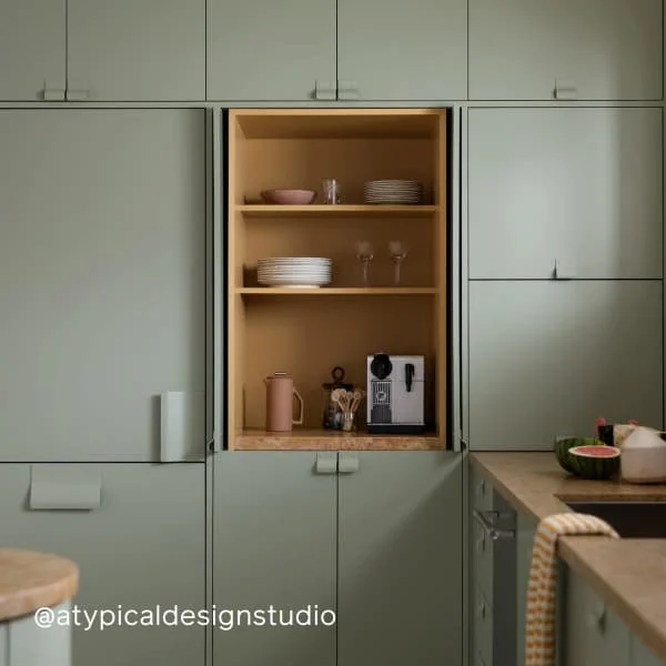 Kitchen featuring sage green paint Dirty Martini