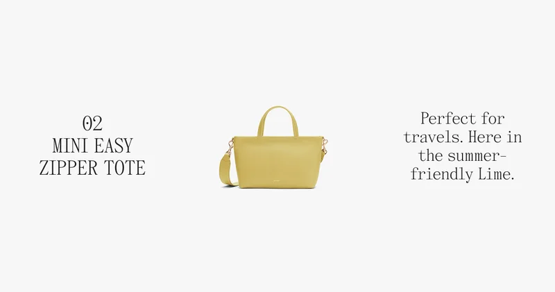 02 MINI EASY ZIPPER TOTE Perfect for travels. Here in the summer-friendly Lime.
