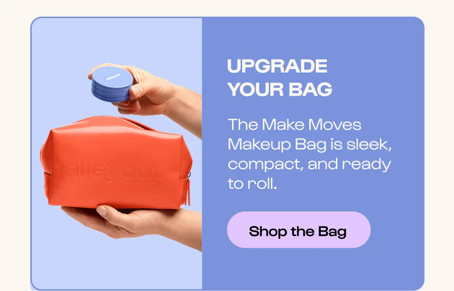 Upgrade your bag - the make moves makeup bag is sleek, compact and ready to roll. - Click to shop the bag