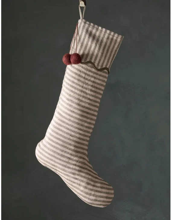 Lanie Linen Stocking by Sarah Sherman Samuel - Evergreen