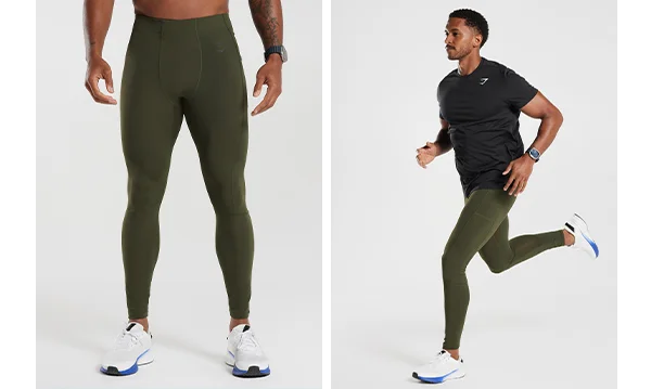 CONTROL BASELAYER LEGGINGS. Winter Olive.
