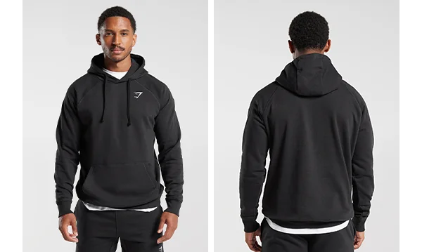 CREST HOODIE. Black.