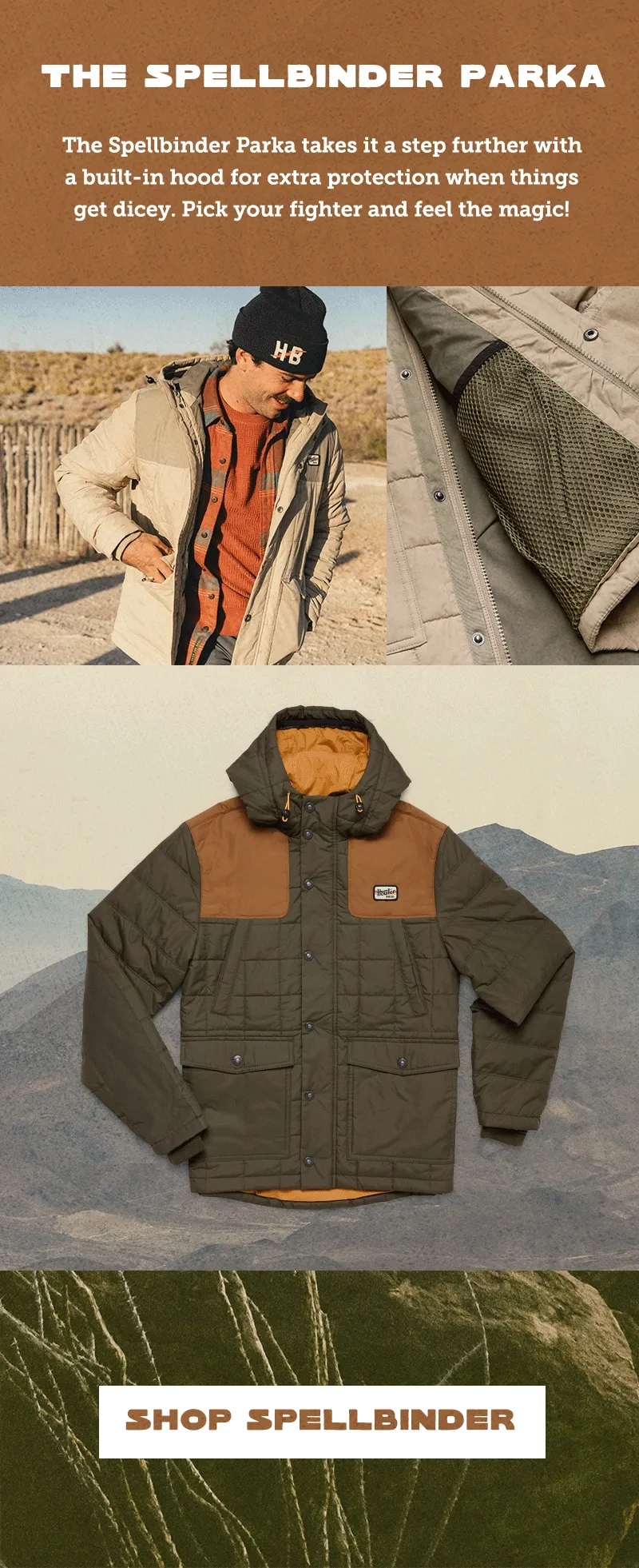 The Spellbinder Parka takes it a step further with a built-in hood for extra protection when things get dicey. Pick your fighter and feel the magic!