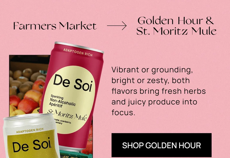 Farmers Market | Golden Hour &  St. Moritz Mule | Vibrant or grounding, bright or zesty, both flavors bring fresh herbs and juicy produce into focus. |  | Shop Golden Hour