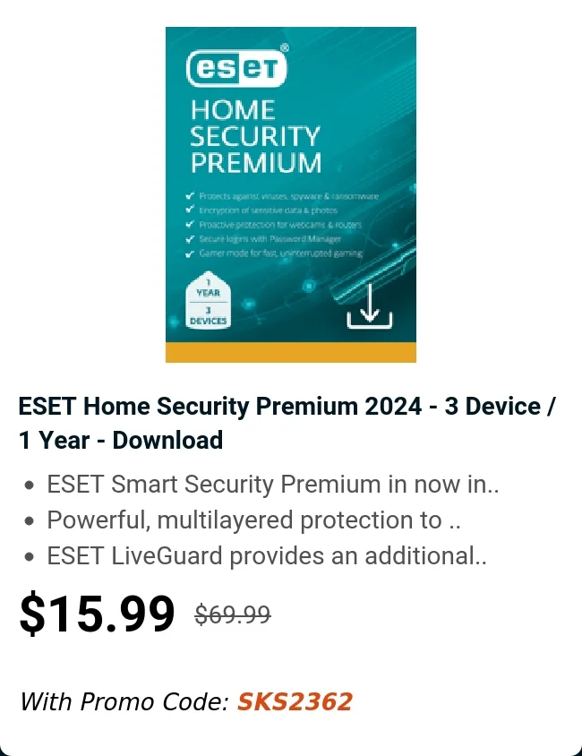 ESET Home Security Premium 2024 - 3 Device / 1 Year - Download