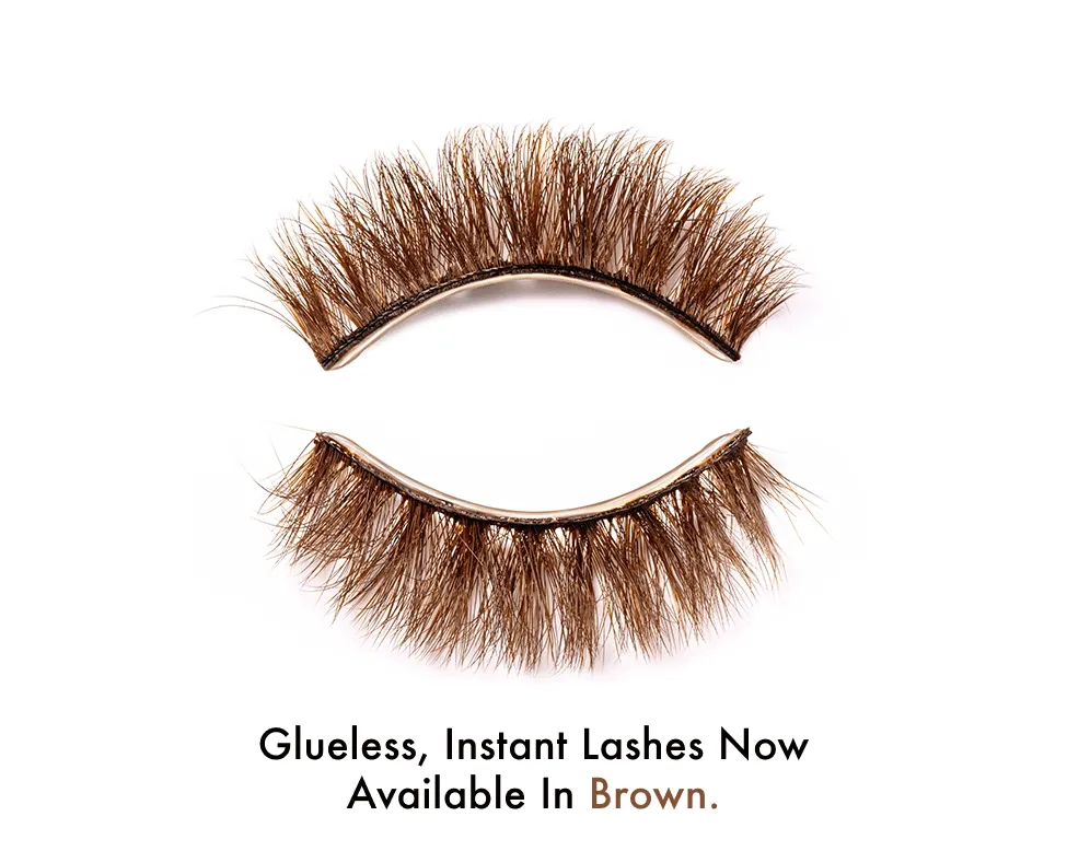 Glueless, Instant Lashes Now Available In Brown.