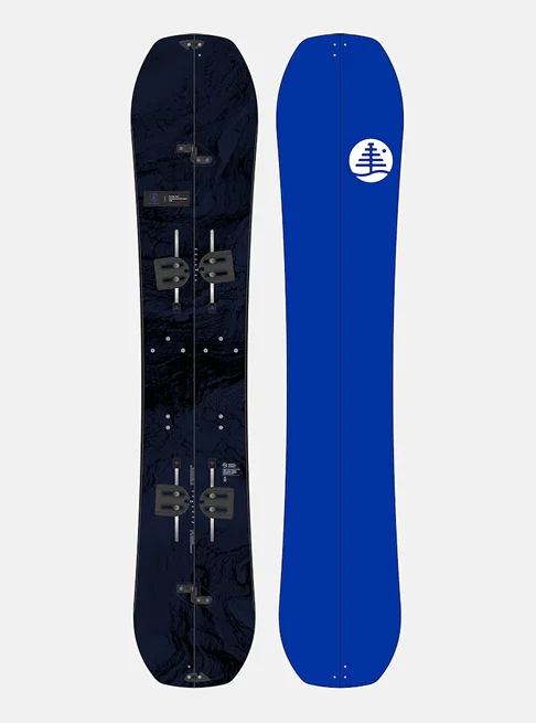 The Family Tree Hometown Hero Splitboard with a black topsheet and blue base