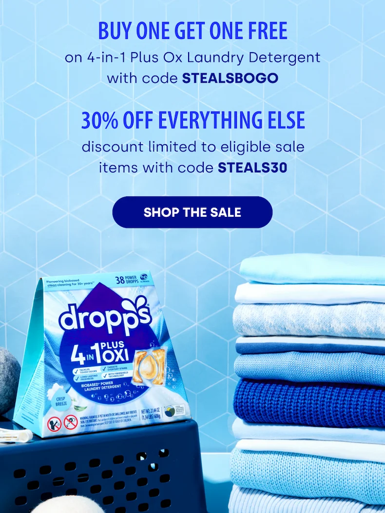 Buy One Get One Free on 4-in-1 Plus Ox Laundry Detergent with code STEALSBOGO | 30% Off Everything Else discount limited to eligible sale items with code STEALS30 [SHOP THE SALE]