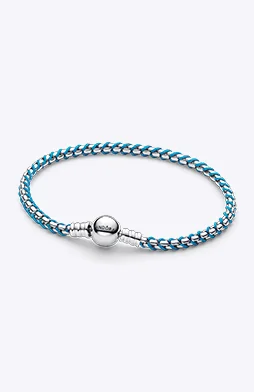 Braided sterling silver box chain bracelet with turquoise cord