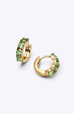 14k gold-plated huggie hoop earrings with green stones