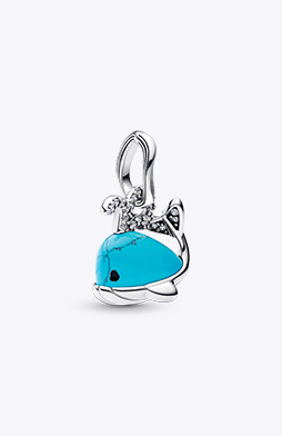 Turquoise-colored Whale Dangle Charm