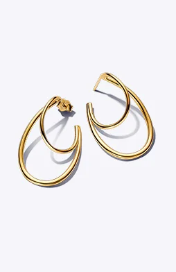 Organically Shaped Double Hoop Earrings