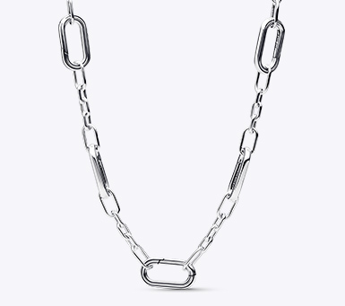 Sterling silver small link necklace with five openable links