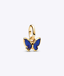 Butterfly 14k gold-plated mini dangle with imitation of lapis lazulli