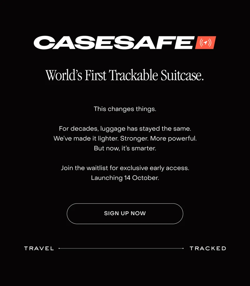 Join the waitlist for the World's First Trackable Suitcase.