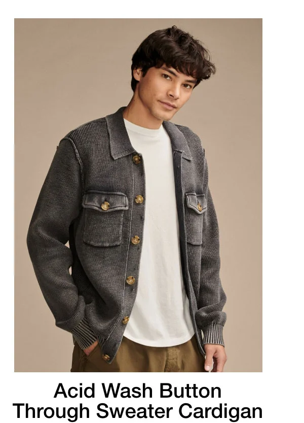Acid Wash Button Through Sweater Cardigan