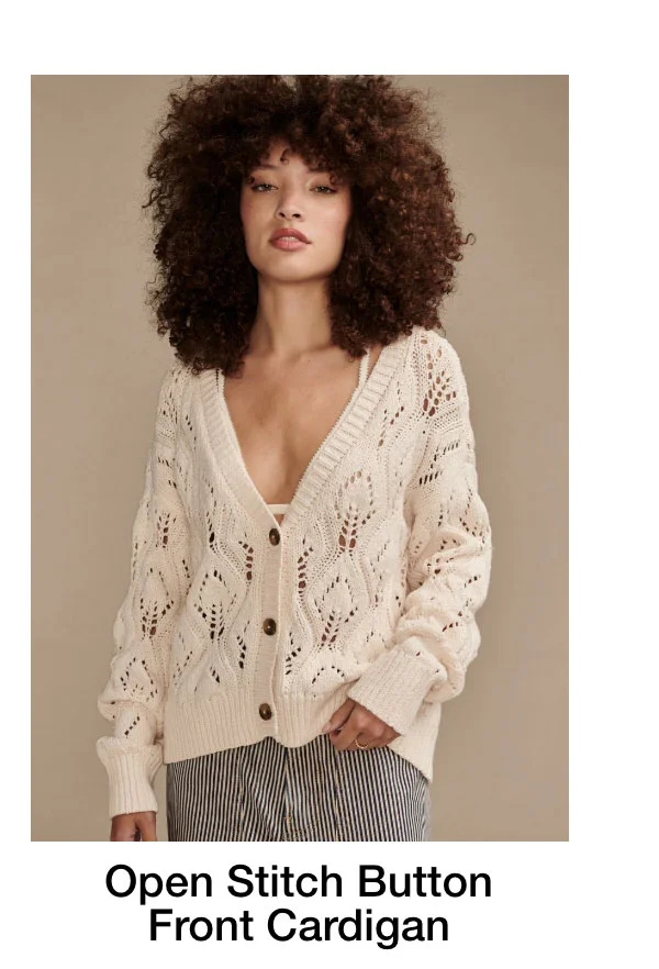 Open Stitch button Front Cardigan