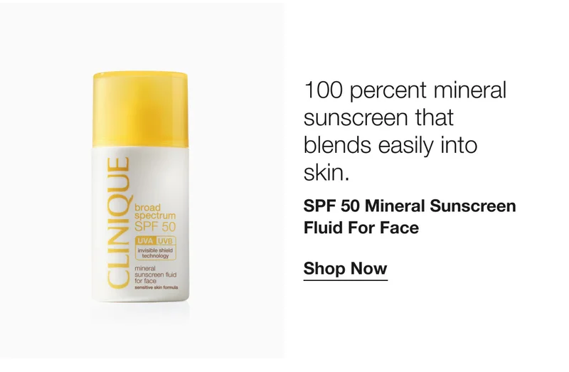 100 percent mineral sunscreen that blends easily into skin. | SPF 50 Mineral Sunscreen Fluid For Face | Shop Now