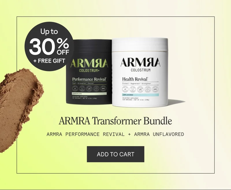 Up to 30% off + Free Gift. ARMRA Transformer Bundle. ARMRA Performance Revival + ARMRA Unflavored. Add to cart - product shown Up to 30% off + Free Gift. ARMRA Transformer Bundle. ARMRA Performance Revival + ARMRA Unflavored. Add to cart - product shown