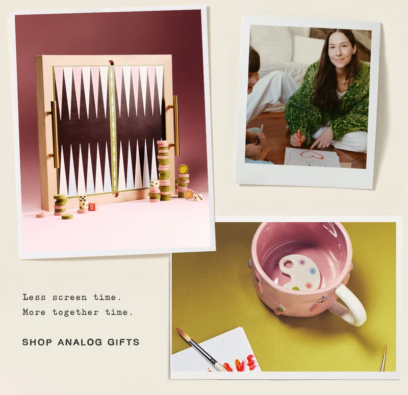 less screen time. more together time. shop analog gifts