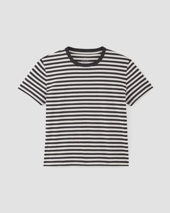 [Image] The Organic Cotton Box-Cut Tee | Bone / Black