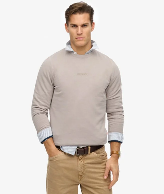 Micro Logo Crew Sweatshirt - Beige