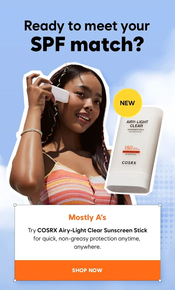 Mostly A? You’ll love the Airy-Light Clear Sunscreen Stick!