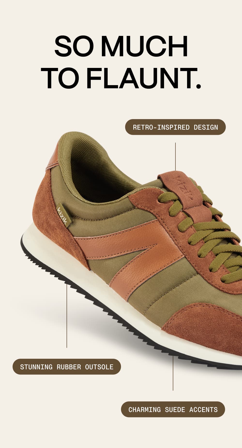 So much to flaunt. Retro-inspired design. Stunning rubber outsole. Charming Suede accents.
