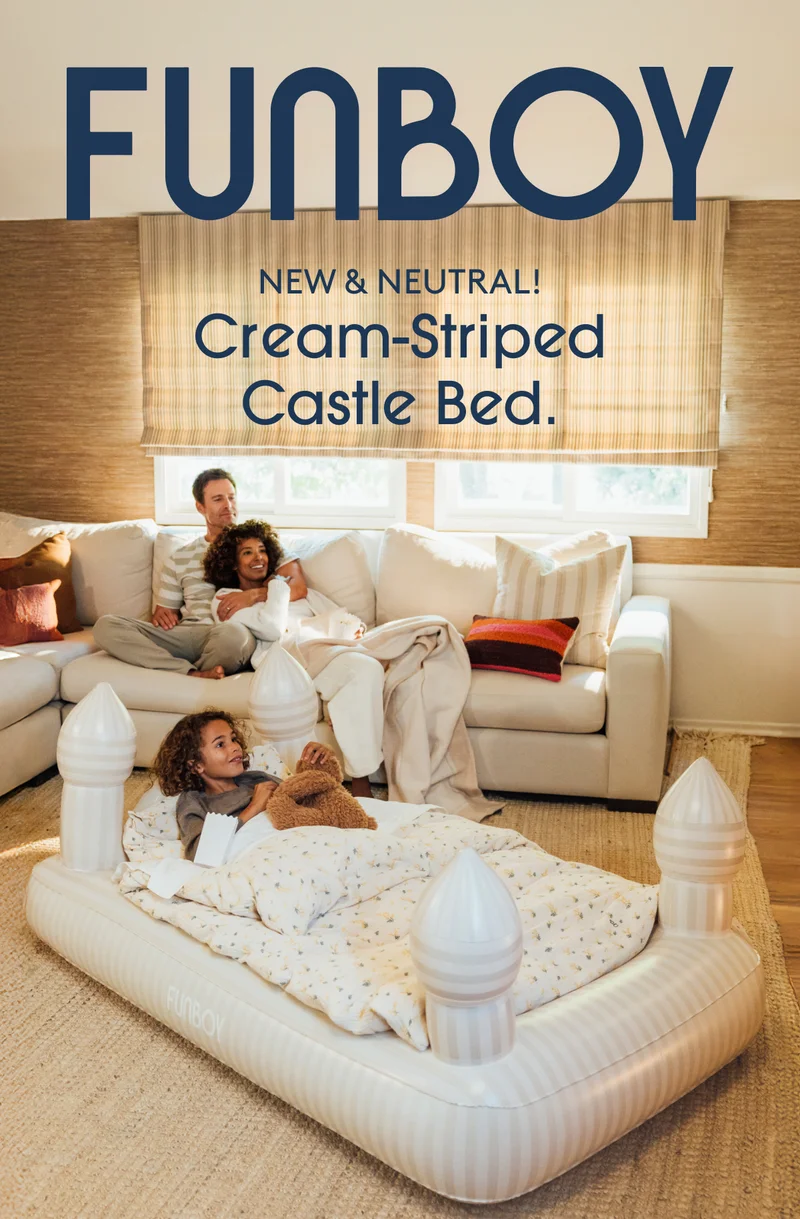 Funboy - New & Neutral! Cream-Striped Castle Bed