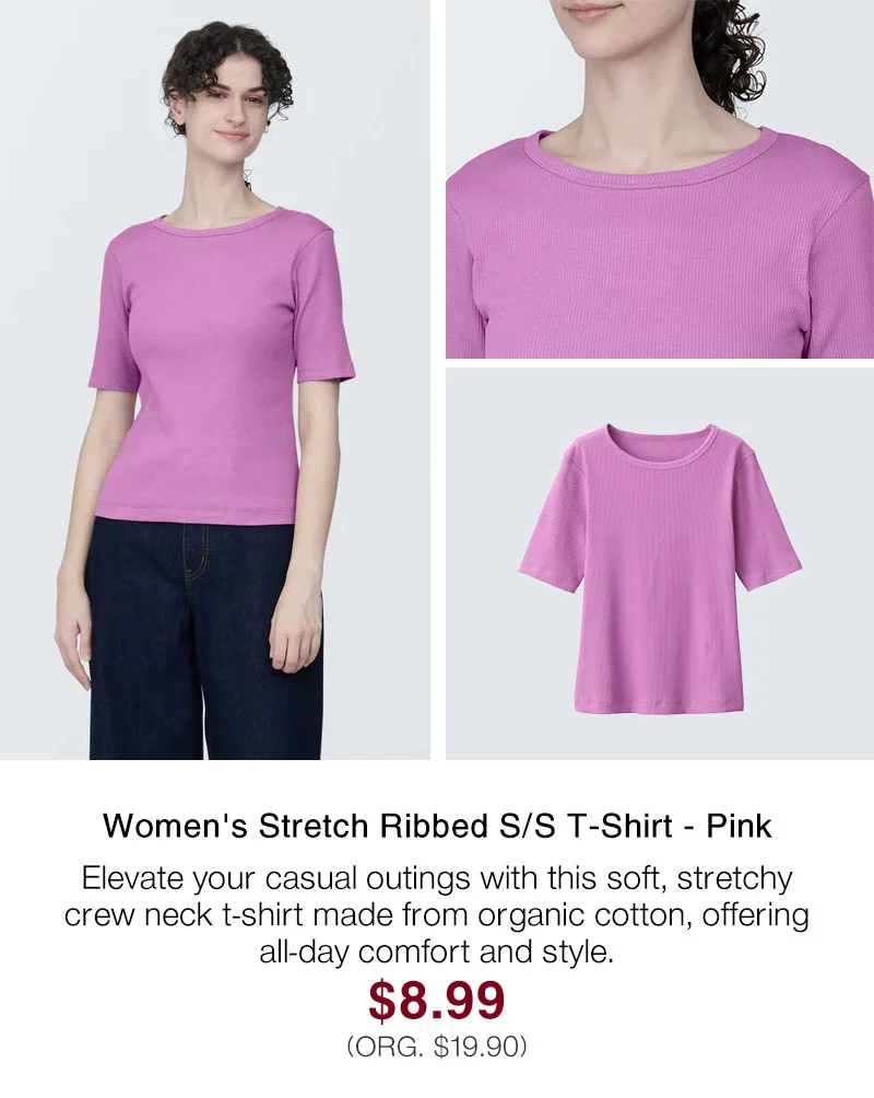 Shop Women's Stretch Ribbed S/S T-Shirt - Pink