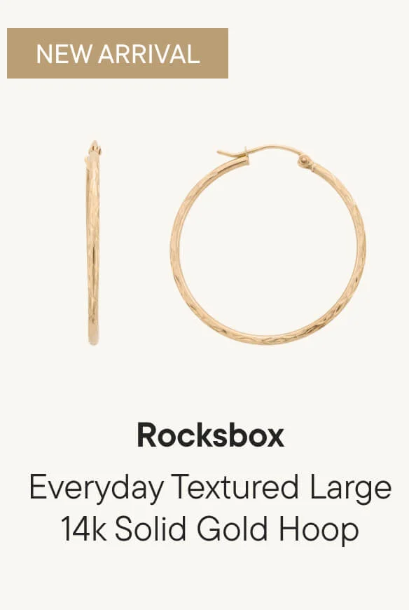 Everyday Textured Large 14k Solid Gold Hoop