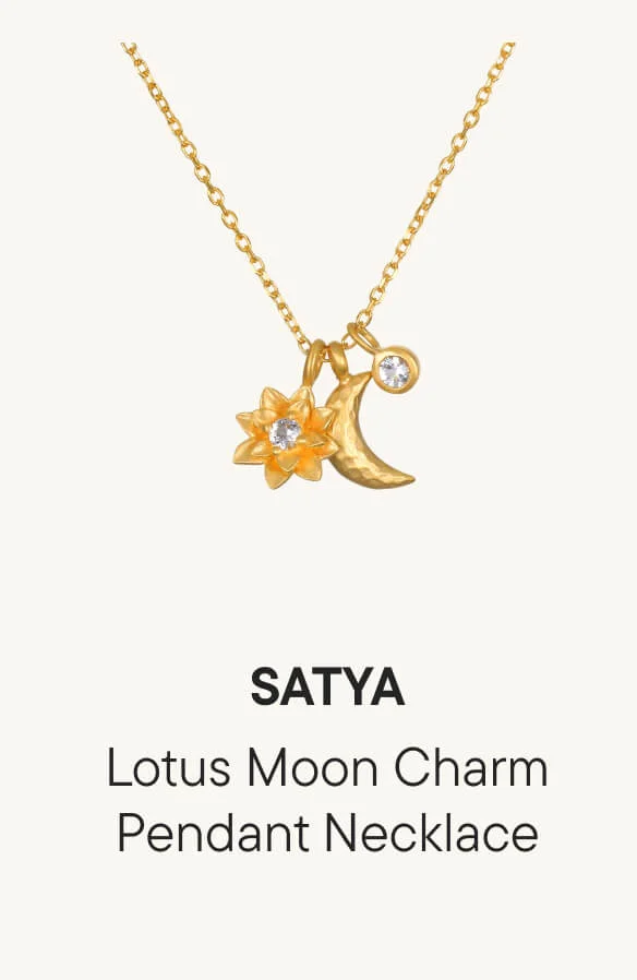 Lotus Moon Charm Pendant Necklace