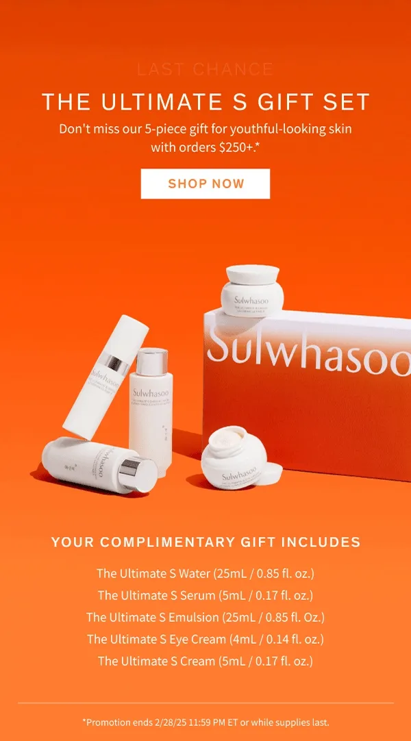 5-piece The Ultimate S routine with $250+ purchase